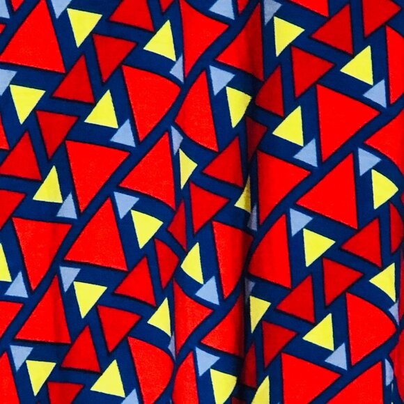 LuLaRoe Irma tunic short sleeve geometric red yellow & blue size xxs READ NEW - Picture 8 of 11